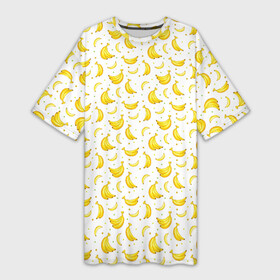 Платье-футболка 3D с принтом Банановый рай в Новосибирске,  |  | bananas | circle | fruit | pattern | бананы | кружок | узор | фрукт