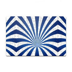 Пазл магнитный 126 элементов с принтом Оптическая иллюзия в Новосибирске, полимерный материал с магнитным слоем | 126 деталей, размер изделия —  180*270 мм | Тематика изображения на принте: глубина | иллюзия | линии | оптическая иллюзия | полосы | синие линии | синие полосы | синий