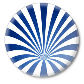 Значок с принтом Оптическая иллюзия в Новосибирске,  металл | круглая форма, металлическая застежка в виде булавки | глубина | иллюзия | линии | оптическая иллюзия | полосы | синие линии | синие полосы | синий