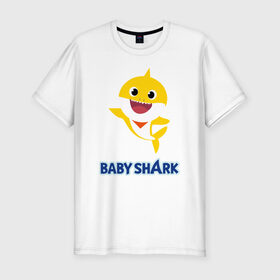 Мужская футболка хлопок Slim с принтом Baby Shark Рисунок на спине в Новосибирске, 92% хлопок, 8% лайкра | приталенный силуэт, круглый вырез ворота, длина до линии бедра, короткий рукав | Тематика изображения на принте: 