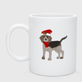 Кружка керамическая с принтом Новогодний Бигль в Новосибирске, керамика | объем — 330 мл, диаметр — 80 мм. Принт наносится на бока кружки, можно сделать два разных изображения | 2021 | бигль | зима | зимняя собака | милый | нарядная собака | новогодний щенок | новый год | подарок | собака | собака в шапке | шарф | щенок | щенок с шарфом