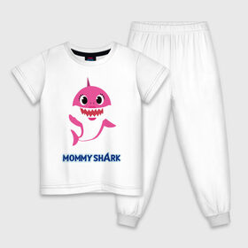 Детская пижама хлопок с принтом Baby Shark Mommy в Новосибирске, 100% хлопок |  брюки и футболка прямого кроя, без карманов, на брюках мягкая резинка на поясе и по низу штанин
 | 