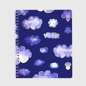 Тетрадь с принтом ОБЛАКА в Новосибирске, 100% бумага | 48 листов, плотность листов — 60 г/м2, плотность картонной обложки — 250 г/м2. Листы скреплены сбоку удобной пружинной спиралью. Уголки страниц и обложки скругленные. Цвет линий — светло-серый
 | голубое небо | красивые облака | небо | облака | рисованные облака