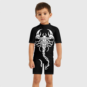 Детский купальный костюм 3D с принтом Скорпион в Новосибирске, Полиэстер 85%, Спандекс 15% | застежка на молнии на спине | знак зодиака | природа. | ракообразные | скорпион | ядовитые существа