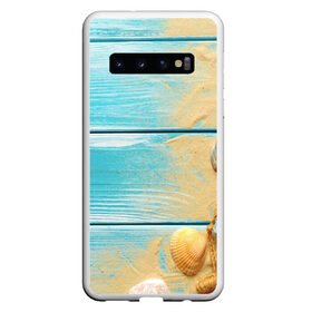 Чехол для Samsung Galaxy S10 с принтом ПИРС в Новосибирске, Силикон | Область печати: задняя сторона чехла, без боковых панелей | доски | лето | море | песок | пирс | пляж | ракушки