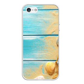 Чехол для iPhone 5/5S матовый с принтом ПИРС в Новосибирске, Силикон | Область печати: задняя сторона чехла, без боковых панелей | Тематика изображения на принте: доски | лето | море | песок | пирс | пляж | ракушки