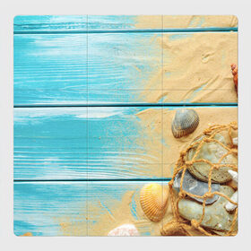 Магнитный плакат 3Х3 с принтом ПИРС в Новосибирске, Полимерный материал с магнитным слоем | 9 деталей размером 9*9 см | доски | лето | море | песок | пирс | пляж | ракушки