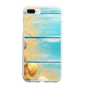 Чехол для iPhone 7Plus/8 Plus матовый с принтом ПИРС 2 в Новосибирске, Силикон | Область печати: задняя сторона чехла, без боковых панелей | Тематика изображения на принте: дерево | лето | море | песок | пирс | пляж | ракушки