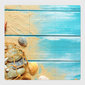 Магнитный плакат 3Х3 с принтом ПИРС 2 в Новосибирске, Полимерный материал с магнитным слоем | 9 деталей размером 9*9 см | дерево | лето | море | песок | пирс | пляж | ракушки