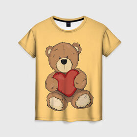 Женская футболка 3D с принтом Мишка Тедди в Новосибирске, 100% полиэфир ( синтетическое хлопкоподобное полотно) | прямой крой, круглый вырез горловины, длина до линии бедер | игрушка | игрушки | медведь | миша | мишкатедди | мягкаяигрушка | тедди