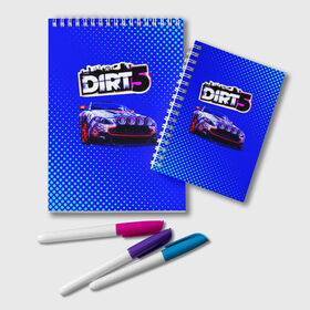 Блокнот с принтом Dirt 5 в Новосибирске, 100% бумага | 48 листов, плотность листов — 60 г/м2, плотность картонной обложки — 250 г/м2. Листы скреплены удобной пружинной спиралью. Цвет линий — светло-серый
 | Тематика изображения на принте: dirt | dirt 4 | dirt 5 | dirt car | dirt logo | dirt racing | dirt машины | дирт 4 | дирт 5