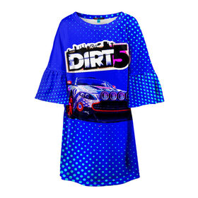 Детское платье 3D с принтом Dirt 5 в Новосибирске, 100% полиэстер | прямой силуэт, чуть расширенный к низу. Круглая горловина, на рукавах — воланы | dirt | dirt 4 | dirt 5 | dirt car | dirt logo | dirt racing | dirt машины | дирт 4 | дирт 5