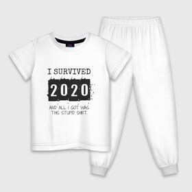 Детская пижама хлопок с принтом 2020 - я выжил в Новосибирске, 100% хлопок |  брюки и футболка прямого кроя, без карманов, на брюках мягкая резинка на поясе и по низу штанин
 | Тематика изображения на принте: 2020 | 2021 | coronavirus | covid | covid 19 | covid19 | new year | вирус | год | грипп | дед мороз | заражение | зима | карантин | клаус | корона | коронавирус | маска | новый год | пандемия | праздник | самоизоляция | санта