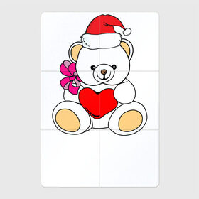 Магнитный плакат 2Х3 с принтом Новогодний мишка в Новосибирске, Полимерный материал с магнитным слоем | 6 деталей размером 9*9 см | Тематика изображения на принте: bear | christmas | merry | new year | teddy | winter | елка | зима | зимний | игрушка | колпак | люблю | малыш | медведь | медвежата | медвежонок | новогодний | новый год | плюшевый | подарок | рождество | санта | сердце | снег