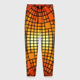 Мужские брюки 3D с принтом Сфера в Новосибирске, 100% полиэстер | манжеты по низу, эластичный пояс регулируется шнурком, по бокам два кармана без застежек, внутренняя часть кармана из мелкой сетки | квадраты | красный | оранжевый | текстура | шар