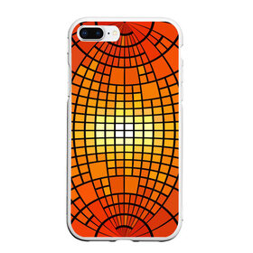 Чехол для iPhone 7Plus/8 Plus матовый с принтом Сфера в Новосибирске, Силикон | Область печати: задняя сторона чехла, без боковых панелей | квадраты | красный | оранжевый | текстура | шар