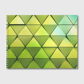 Альбом для рисования с принтом Зелёные треугольники в Новосибирске, 100% бумага
 | матовая бумага, плотность 200 мг. | геометрия | зелёный | текстура | треугольники | фигуры