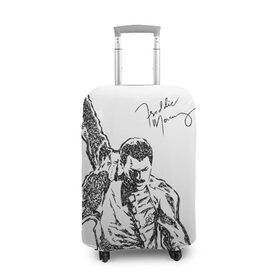 Чехол для чемодана 3D с принтом Freddie Mercury в Новосибирске, 86% полиэфир, 14% спандекс | двустороннее нанесение принта, прорези для ручек и колес | freddie mercury | queen | автограф | квин | фредди меркьюри