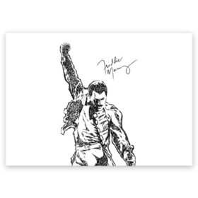 Поздравительная открытка с принтом Freddie Mercury в Новосибирске, 100% бумага | плотность бумаги 280 г/м2, матовая, на обратной стороне линовка и место для марки
 | freddie mercury | queen | автограф | квин | фредди меркьюри