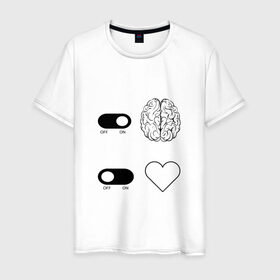 Мужская футболка хлопок с принтом Включи мозг, отключи сердце в Новосибирске, 100% хлопок | прямой крой, круглый вырез горловины, длина до линии бедер, слегка спущенное плечо. | Тематика изображения на принте: 