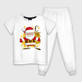 Детская пижама хлопок с принтом С НГ, ёпта! в Новосибирске, 100% хлопок |  брюки и футболка прямого кроя, без карманов, на брюках мягкая резинка на поясе и по низу штанин
 | Тематика изображения на принте: 