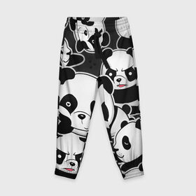 Детские брюки 3D с принтом Смешные панды в Новосибирске, 100% полиэстер | манжеты по низу, эластичный пояс регулируется шнурком, по бокам два кармана без застежек, внутренняя часть кармана из мелкой сетки | животные | медведи | мишки | мультяшки | смешные панды