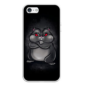 Чехол для iPhone 5/5S матовый с принтом HAMSTER в Новосибирске, Силикон | Область печати: задняя сторона чехла, без боковых панелей | злое животное | злой хомяк | красные глаза | мышка | хомяк