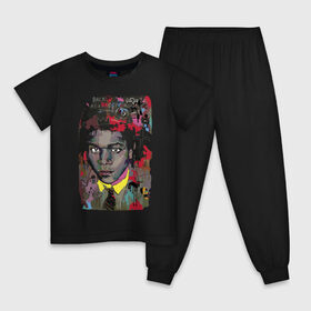 Детская пижама хлопок с принтом Jean Michel Basquiat в Новосибирске, 100% хлопок |  брюки и футболка прямого кроя, без карманов, на брюках мягкая резинка на поясе и по низу штанин
 | art | eyes | guy | jean michel basquiat | глаза | жан мишель баския | искусство | парень