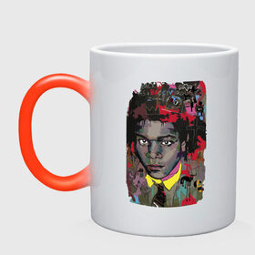 Кружка хамелеон с принтом Jean Michel Basquiat в Новосибирске, керамика | меняет цвет при нагревании, емкость 330 мл | art | eyes | guy | jean michel basquiat | глаза | жан мишель баския | искусство | парень