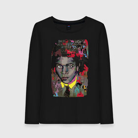 Женский лонгслив хлопок с принтом Jean Michel Basquiat в Новосибирске, 100% хлопок |  | art | eyes | guy | jean michel basquiat | глаза | жан мишель баския | искусство | парень