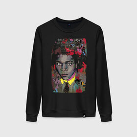 Женский свитшот хлопок с принтом Jean Michel Basquiat в Новосибирске, 100% хлопок | прямой крой, круглый вырез, на манжетах и по низу широкая трикотажная резинка  | art | eyes | guy | jean michel basquiat | глаза | жан мишель баския | искусство | парень