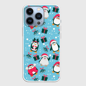 Чехол для iPhone 13 Pro с принтом Новогодние Пингвины в Новосибирске,  |  | 2021 | белка | гирлянда | год быка | дед мороз | детская | дочка | елка | енот | кот | котик | лиса | маска | милая | неон | новогодняя | новый год | олень | паттерн | пингвин | подарок | праздник | радуга