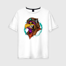 Женская футболка хлопок Oversize с принтом Орел в Новосибирске, 100% хлопок | свободный крой, круглый ворот, спущенный рукав, длина до линии бедер
 | арт | голова | клякса | птица | рисунок