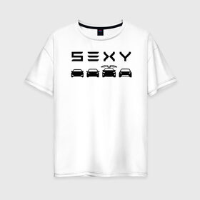 Женская футболка хлопок Oversize с принтом Tesla sexy в Новосибирске, 100% хлопок | свободный крой, круглый ворот, спущенный рукав, длина до линии бедер
 | tesla | тесла