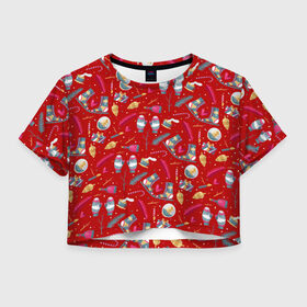 Женская футболка Crop-top 3D с принтом Рождественское чудо в Новосибирске, 100% полиэстер | круглая горловина, длина футболки до линии талии, рукава с отворотами | 