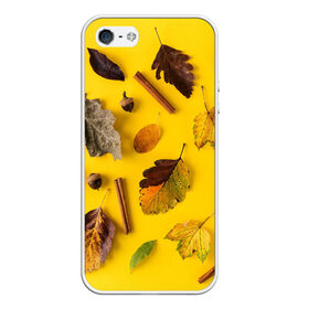 Чехол для iPhone 5/5S матовый с принтом Гербарий в Новосибирске, Силикон | Область печати: задняя сторона чехла, без боковых панелей | гербарий | жёлтый | листья | осень