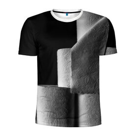 Мужская футболка 3D спортивная с принтом Туалетная бумага в Новосибирске, 100% полиэстер с улучшенными характеристиками | приталенный силуэт, круглая горловина, широкие плечи, сужается к линии бедра | бумага | в подарок | прикол | туалет | туалетная бумага