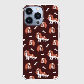 Чехол для iPhone 13 Pro с принтом Спаниели в Новосибирске,  |  | art | cavalier | charles | cute | dog | english | king | little | small | spaniel | английский | арт | иллюстрация | кавалер | кинг | косточки | маленький | милота | милые | милый | мини | песики | порода | собака | собачки | спаниель