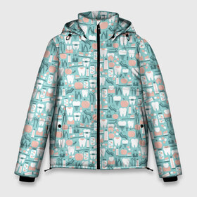 Мужская зимняя куртка 3D с принтом Коллекция зубного в Новосибирске, верх — 100% полиэстер; подкладка — 100% полиэстер; утеплитель — 100% полиэстер | длина ниже бедра, свободный силуэт Оверсайз. Есть воротник-стойка, отстегивающийся капюшон и ветрозащитная планка. 

Боковые карманы с листочкой на кнопках и внутренний карман на молнии. | Тематика изображения на принте: 