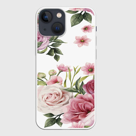 Чехол для iPhone 13 mini с принтом Розовые розы в Новосибирске,  |  | pink | rose | букет | розовое настроение | цветы