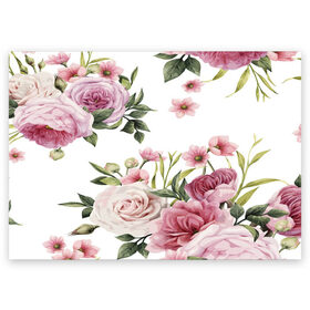 Поздравительная открытка с принтом Розовые розы в Новосибирске, 100% бумага | плотность бумаги 280 г/м2, матовая, на обратной стороне линовка и место для марки
 | pink | rose | букет | розовое настроение | цветы