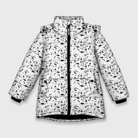 Зимняя куртка для девочек 3D с принтом Милые динозавры в Новосибирске, ткань верха — 100% полиэстер; подклад — 100% полиэстер, утеплитель — 100% полиэстер. | длина ниже бедра, удлиненная спинка, воротник стойка и отстегивающийся капюшон. Есть боковые карманы с листочкой на кнопках, утяжки по низу изделия и внутренний карман на молнии. 

Предусмотрены светоотражающий принт на спинке, радужный светоотражающий элемент на пуллере молнии и на резинке для утяжки. | dinosaurs | footprints | pattern | roar | wings | динозавры | крылья | рык | следы | узор