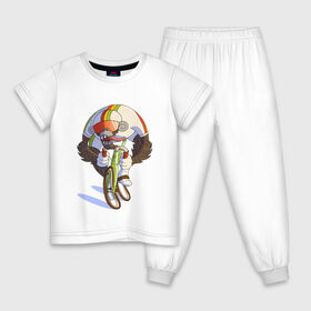 Детская пижама хлопок с принтом Безумный велосипедист в Новосибирске, 100% хлопок |  брюки и футболка прямого кроя, без карманов, на брюках мягкая резинка на поясе и по низу штанин
 | арт | велосипед | велосипедист | обезьяна | рисунок | спортсмен