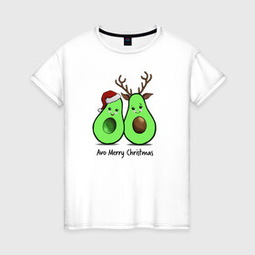 Женская футболка хлопок с принтом Новогодний авокадо в Новосибирске, 100% хлопок | прямой крой, круглый вырез горловины, длина до линии бедер, слегка спущенное плечо | 2021 | santa | авокадо | год быка | дед мороз | детская | елка | лес | милый авокадо | новогодний авокадо | овощ | олень | полнолуние | праздник | рождество | с новым годом | санта | сказка | фрукт