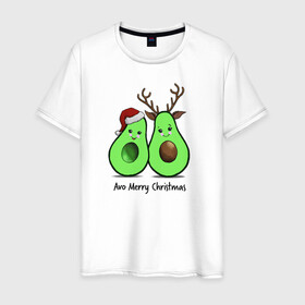 Мужская футболка хлопок с принтом Новогодний авокадо в Новосибирске, 100% хлопок | прямой крой, круглый вырез горловины, длина до линии бедер, слегка спущенное плечо. | 2021 | santa | авокадо | год быка | дед мороз | детская | елка | лес | милый авокадо | новогодний авокадо | овощ | олень | полнолуние | праздник | рождество | с новым годом | санта | сказка | фрукт