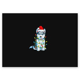 Поздравительная открытка с принтом Щенок в Новосибирске, 100% бумага | плотность бумаги 280 г/м2, матовая, на обратной стороне линовка и место для марки
 | 2021 | doge | белка | гирлянда | год быка | дед мороз | дог | елка | енот | кот | котик | лиса | маска | неон | новогодний пес | новогодняя | новый год | олень | пёс | праздник | радуга | рождество | с новым годом