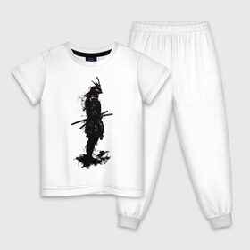 Детская пижама хлопок с принтом Теневой самурай в Новосибирске, 100% хлопок |  брюки и футболка прямого кроя, без карманов, на брюках мягкая резинка на поясе и по низу штанин
 | арт | воин | древний воин | дым | дымка | катана | катаны | рисунок | самурай | тень | япония