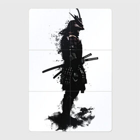 Магнитный плакат 2Х3 с принтом Теневой самурай в Новосибирске, Полимерный материал с магнитным слоем | 6 деталей размером 9*9 см | арт | воин | древний воин | дым | дымка | катана | катаны | рисунок | самурай | тень | япония