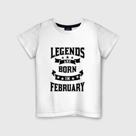 Детская футболка хлопок с принтом Легенда рождённая в феврале в Новосибирске, 100% хлопок | круглый вырез горловины, полуприлегающий силуэт, длина до линии бедер | английский | английский текст | английский язык | арт | вектор | день рождение | иностранный | иностранный текст | иностранный язык | легенда | рисунок | рождение | февраль