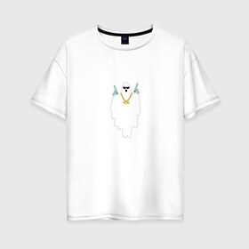 Женская футболка хлопок Oversize с принтом BooGangsta в Новосибирске, 100% хлопок | свободный крой, круглый ворот, спущенный рукав, длина до линии бедер
 | boo | deser eagle | gangsta | ghost | бандит | бу | гангстер | крутой | пистолет | приведение | призрак | прикол